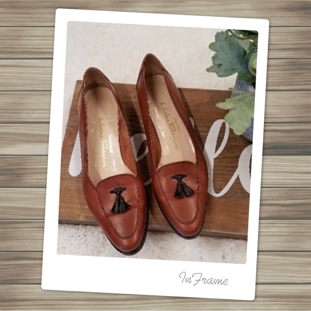 Salvatore Ferragamo Leather Tassel Flats